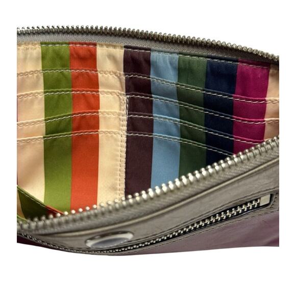 Coach Legacy Leather Zippy Wristlet Wallet Magenta Pink & Gray 7.5" Multi Slots - Picture 6 of 11